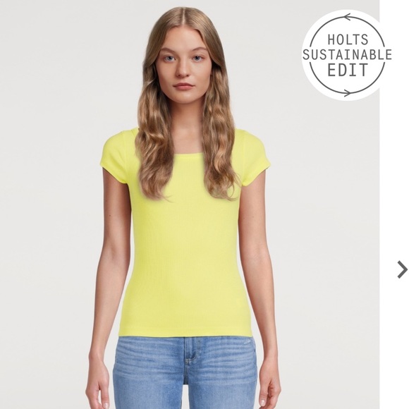 NEW Agolde 90s Scoopneck Fitted Rib Tee in Tarte - Picture 4 of 7